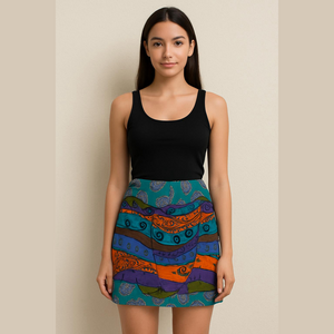 Vintage Whimsical Boho Patterned Wrap Skirt